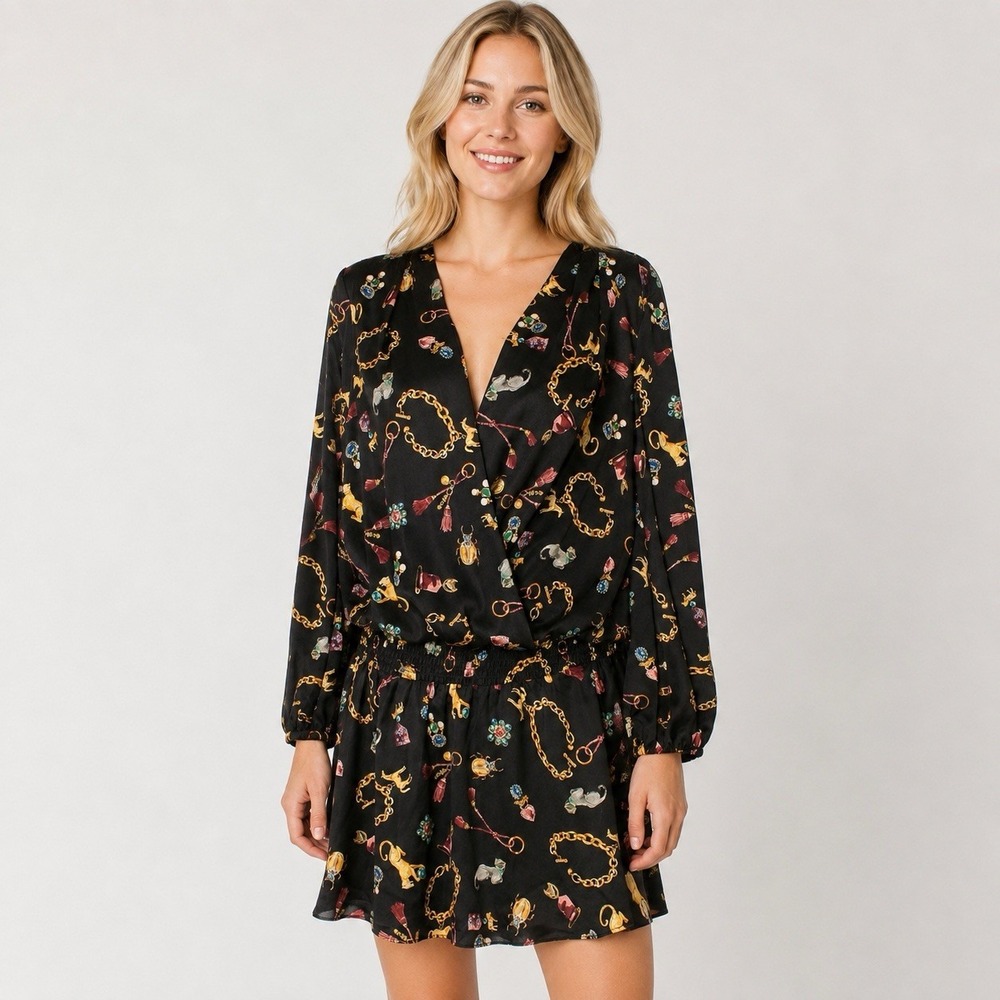 Amanda Uprichard Mini Dress Equestrian Jewelry Inspired Novelty Print SZ Medium